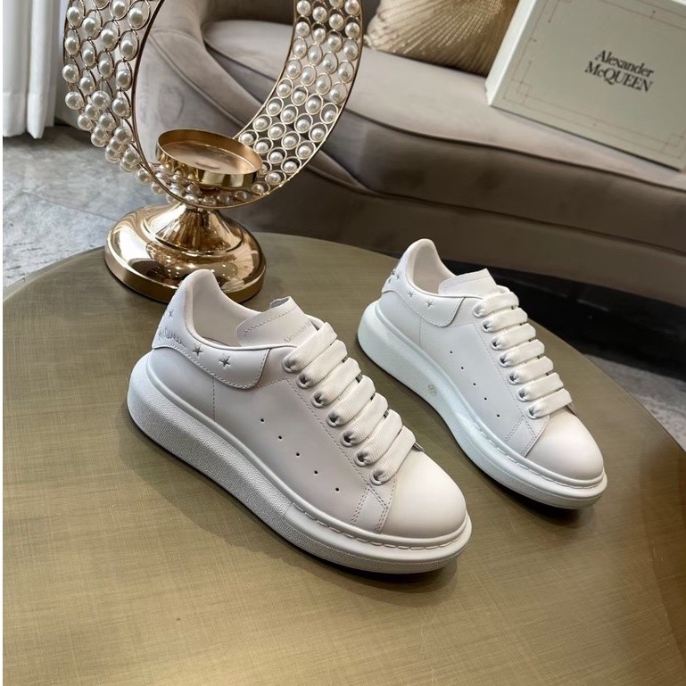 Top Quality Alexander McQueen Low cut Casual Platform Shoes Sneakers Men Women White Silver Star