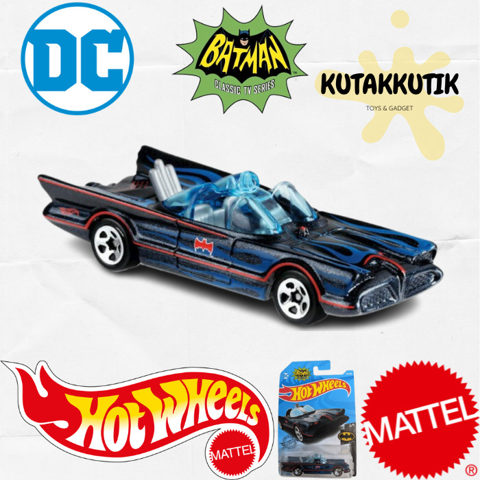 Hotwheels Mobil TV Series Batmobile Hitam Strip Biru Batman Edition