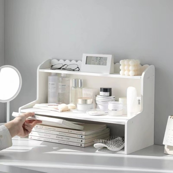 

(Bisa COD) Rak Meja Minimalis Aesthetic Rak Meja Tempat Buku Alat Tulis Serbaguna