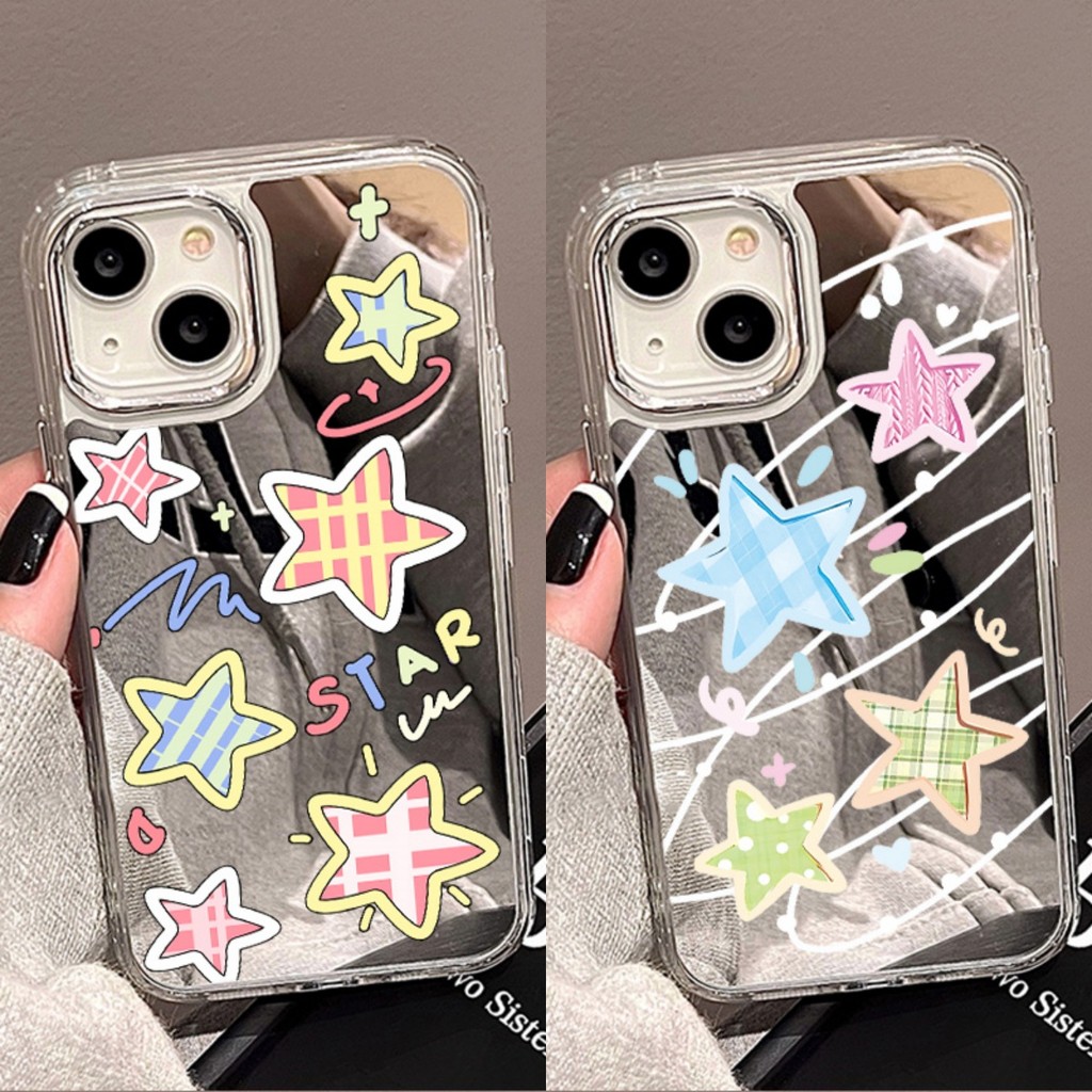 Casing hp Casing ponsel cermin  iPhone 15 14 13 12 11 Pro Max X XS XR XS Max Stars cute and simple