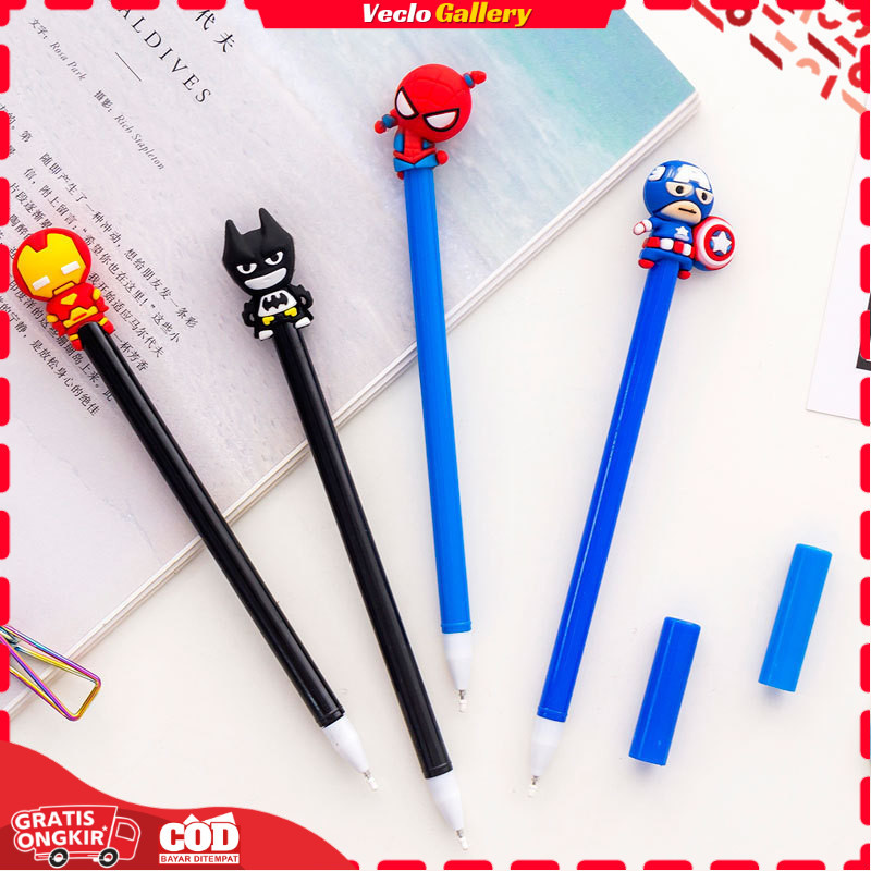 

Pena Karakter Super Hero Cute 3D Alat Tulis Sekolah Desain Lucu Pena Gel