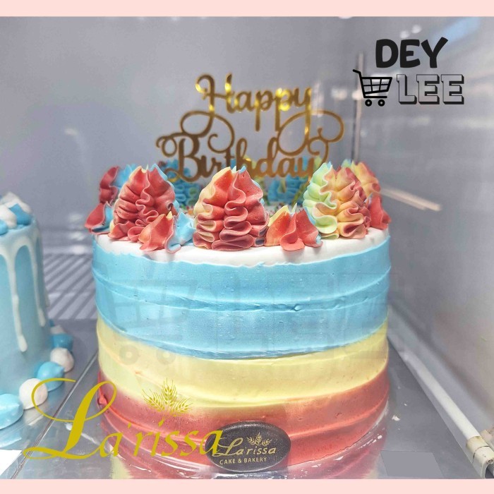 

LARISSA Kue Ulang Tahun RED YELLOW BLUE Bulat 15cm Birthday Cake Bandung