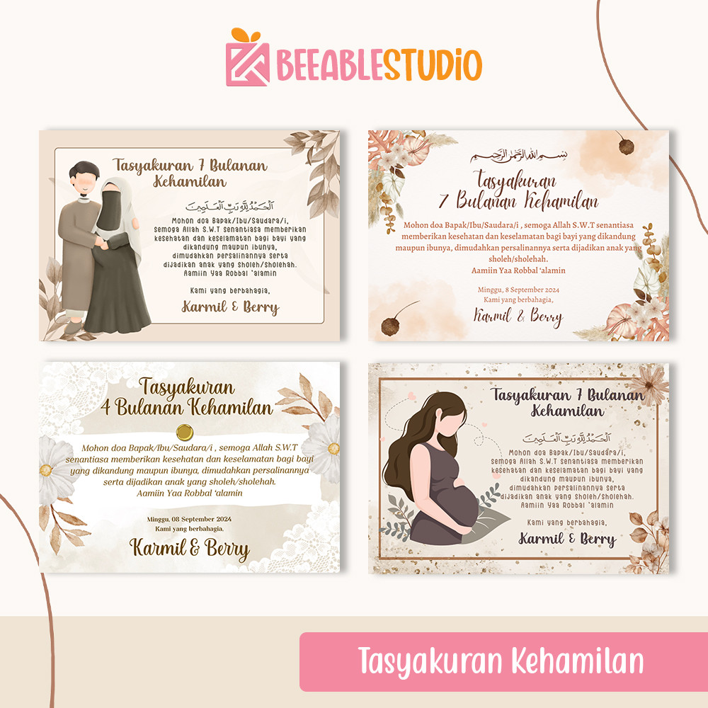 Kartu Ucapan/ Sticker Tasyakuran 4/7 Bulanan Kehamilan