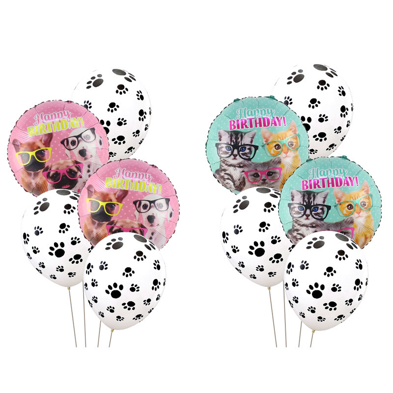 Pet Cat Dog Paw Balloon Blue Pink Animal Party Helium Globes Baby Shower Kids Birthday Favor Party D