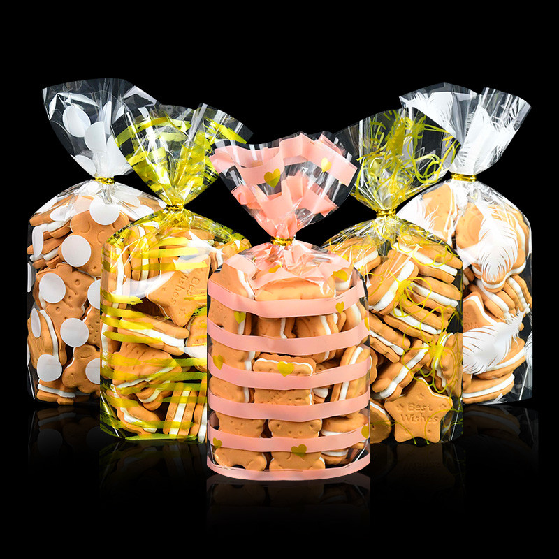

50Pcs Plastic Candy Bag Biscuit Cookie Packing Bags Christmas Gift Birthday Party Decoration Supplies Wedding Favors Baby Shower