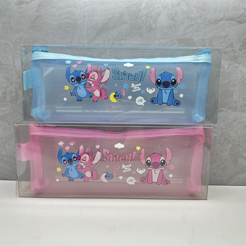 

Disney Stitch Mesh Pencil Cases For Girls Cute Transparent Gauze Pen Bag Stationery Pouch School Office Supplies Stationery Gift