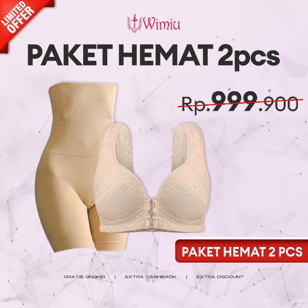 WIMIU PAKET HEMAT 1 PCS BRA MENYUSUI GRATIS 1 PCS  KORSET PELANGSING BH tanpa kawat 100094 korset 00