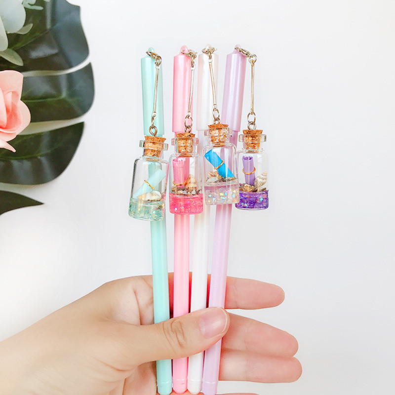 

1 Piece Lytwtw's Stationery Cute Drifting Bottle Pendant Gel Pen School Office Supplies Creative Sweet Pen