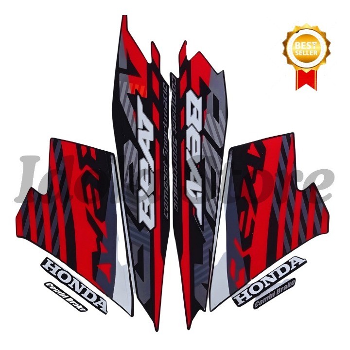 STIKER STRIPING HONDA BEAT NEW 2021 Hitam Merah FULL TERLARIS & TERMURAH