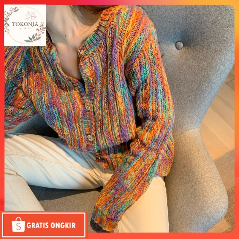 Cardigan Korea / CARDIGAN PELANGI CARDIGAN RAINBOW KOREAN OUTFIT CARDIGAN KOREA BAHAN RAJUT PREMIUM