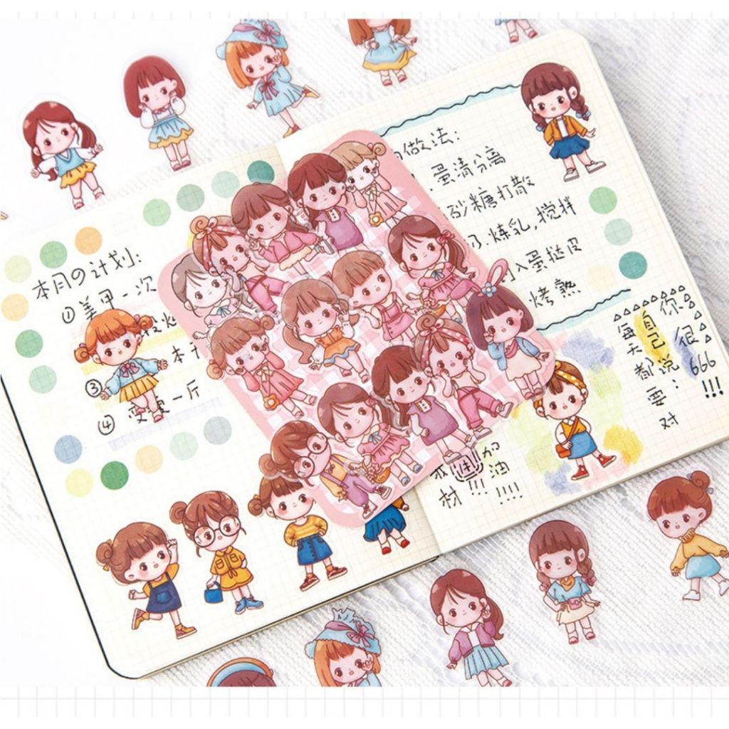 

VT - (40pcs) Stiker Lucu Model Korean Girl DIY Design Dekorasi Buku Scrapbook Handbook STK2005