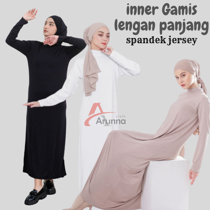 Dalaman Manset Gamis Inner Dress Premium lengan panjang allsize - Putih QGB Queen grosir baju
