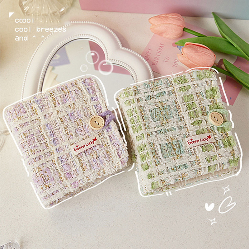 

Mini Notebook Binder Fabric Cover Girl Pocket Diary Beautiful Loose-leaf Notepad，With 100 inner page