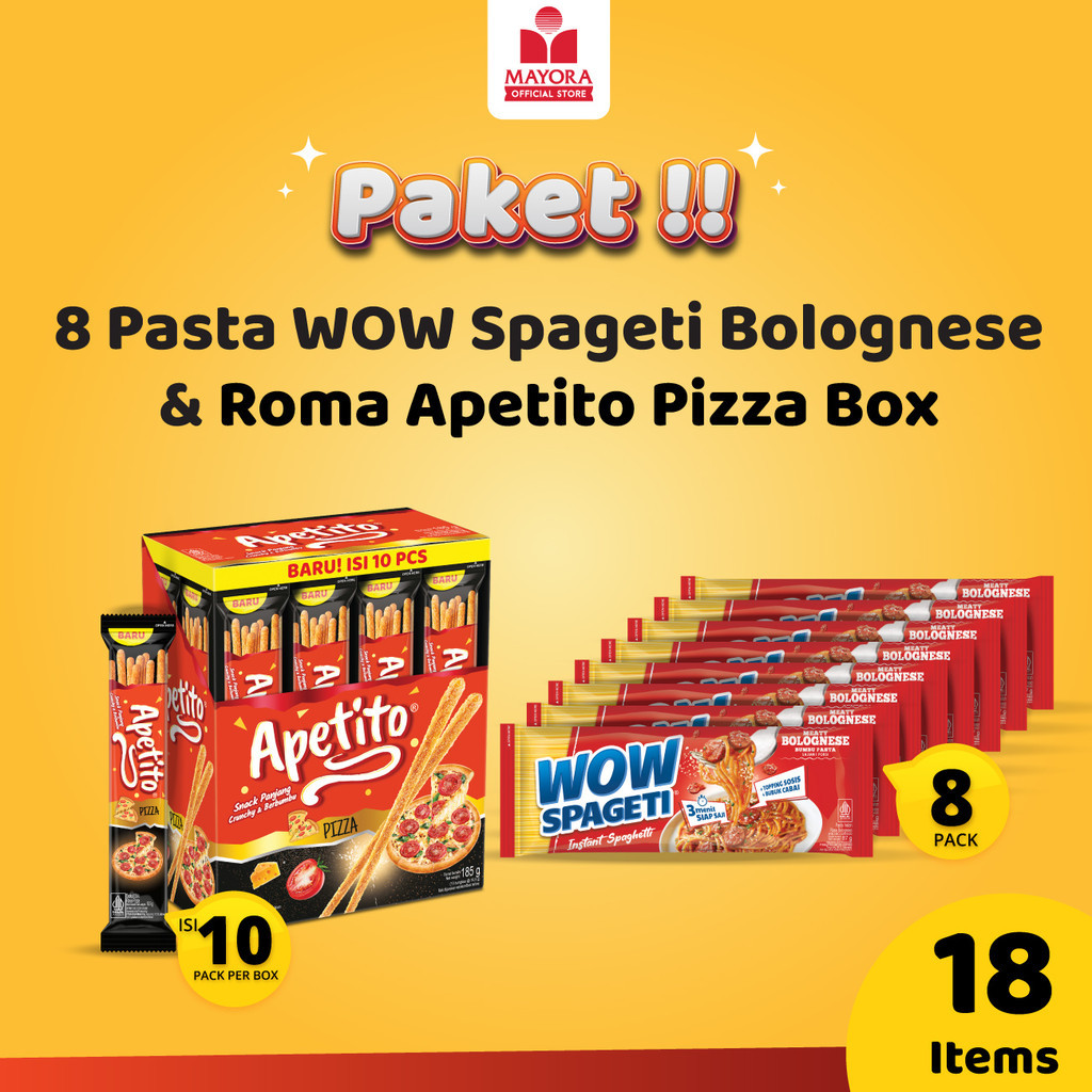 

Paket 8 Pasta WOW Spageti Bolognese & Roma Apetito Pizza Box