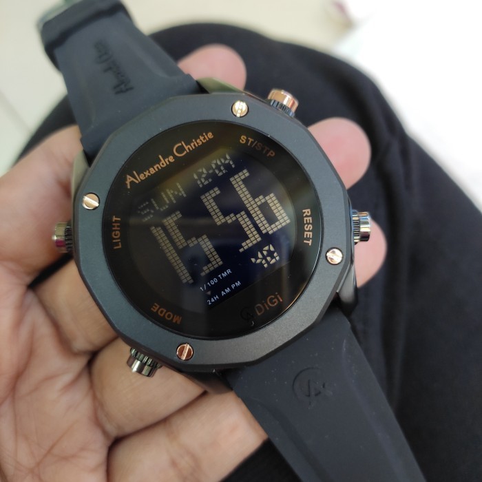 ✨READY✨ -Jam PRIA  Alexandre Christie Ac 9377 MH Rubber Steel - Black Rosegold