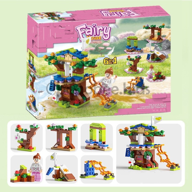 TAB | 152 Pcs Lego Mainan 6 in 1 Lego Balok/ Brick Rumah Pohon Tree House