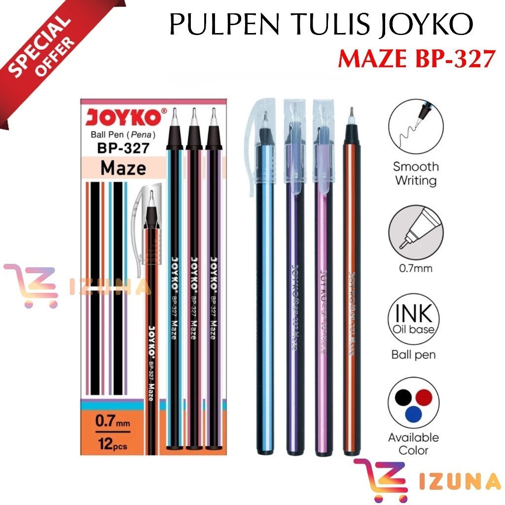 

IZ - ATK019 PULPEN TULIS JOYKO MAZE BP-327 / BALL PEN / PULPEN / PENA JOYKO / PULPEN 1 BOX / PENA 1 BOX / PULPEN MAZE JOYKO 0.7MM / JOYKO BALL PEN / PULPEN GROSIR / PULPEN 12 PCS