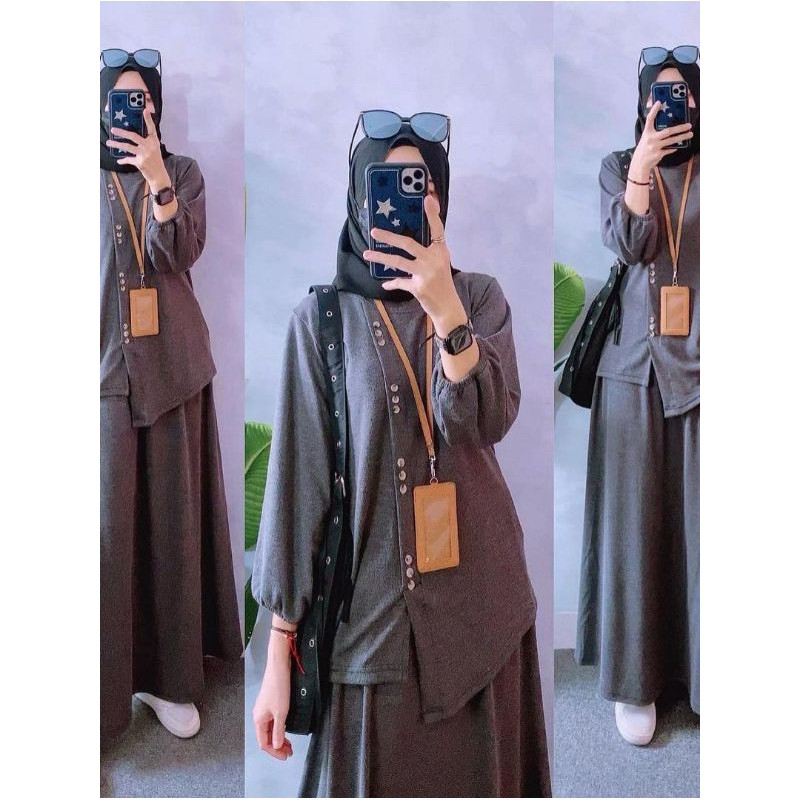 Setelan Rok Wanita Polos TS Brigita Jumbo Set | Setelan Wanita Kekinian | Cringkle Air Flow | JUMBO 