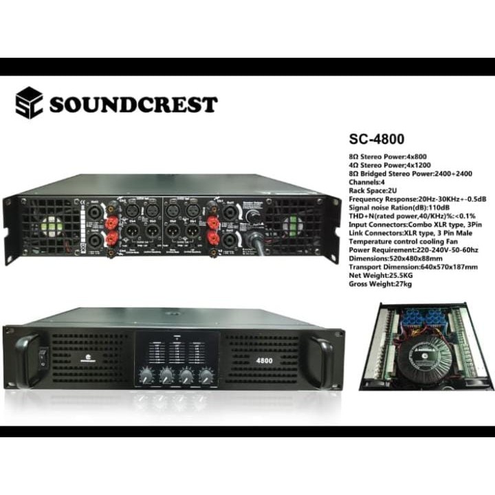 Power Amplifier Soundcrest SC-4800 4X800 SOUNDCREST SC4800 SC 4800