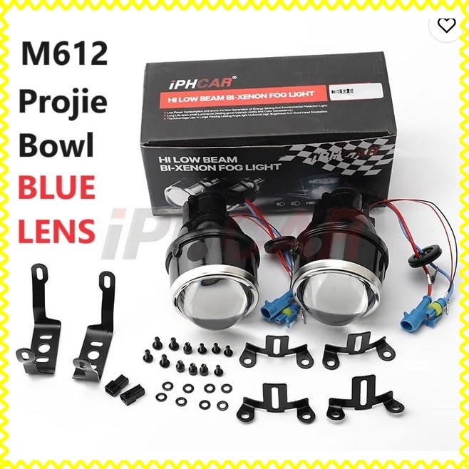 M612 IPHCAR Biled foglamp projector bowl blue lens 3 inch 3" HID LED mobil rumah projie proji bowl -