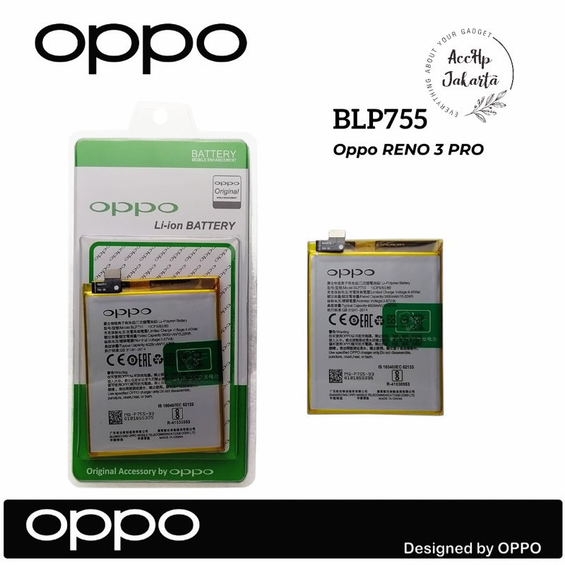 Bateraii Handphone OPPO BLP 755 RENO 3 PRO 3935/4025 MAH BATRE OPPO BLP 755 RENO 3 PRO BATTERY