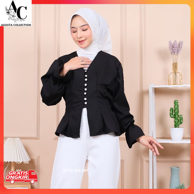 Crop Top Korea / Larissa Top / Blouse Wanita Korea / Kemeja  Blouse Korea Hijab Friendly / Kemeja At