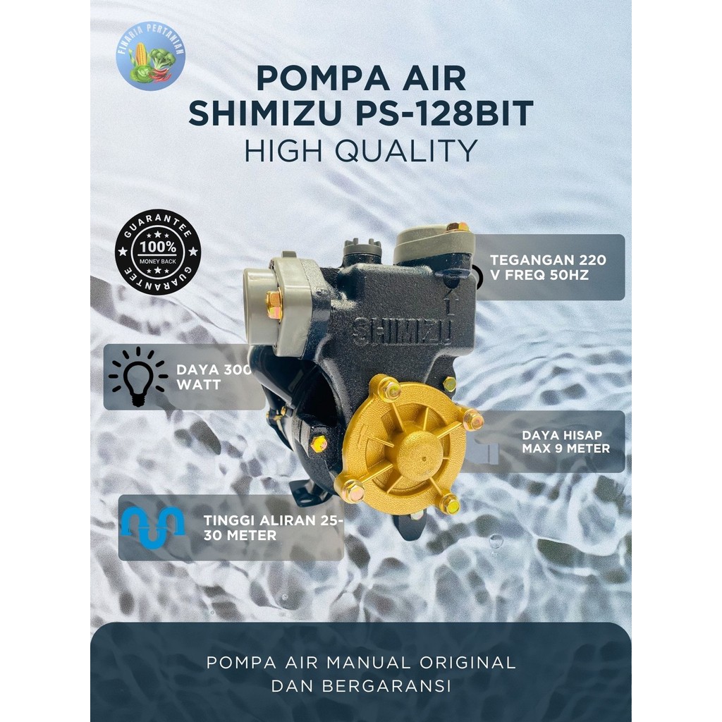 SHIMIZU PS 128 BIT ORIGINAL POMPA AIR NON OTOMATIS SHIMIZU TYPE PS128BIT