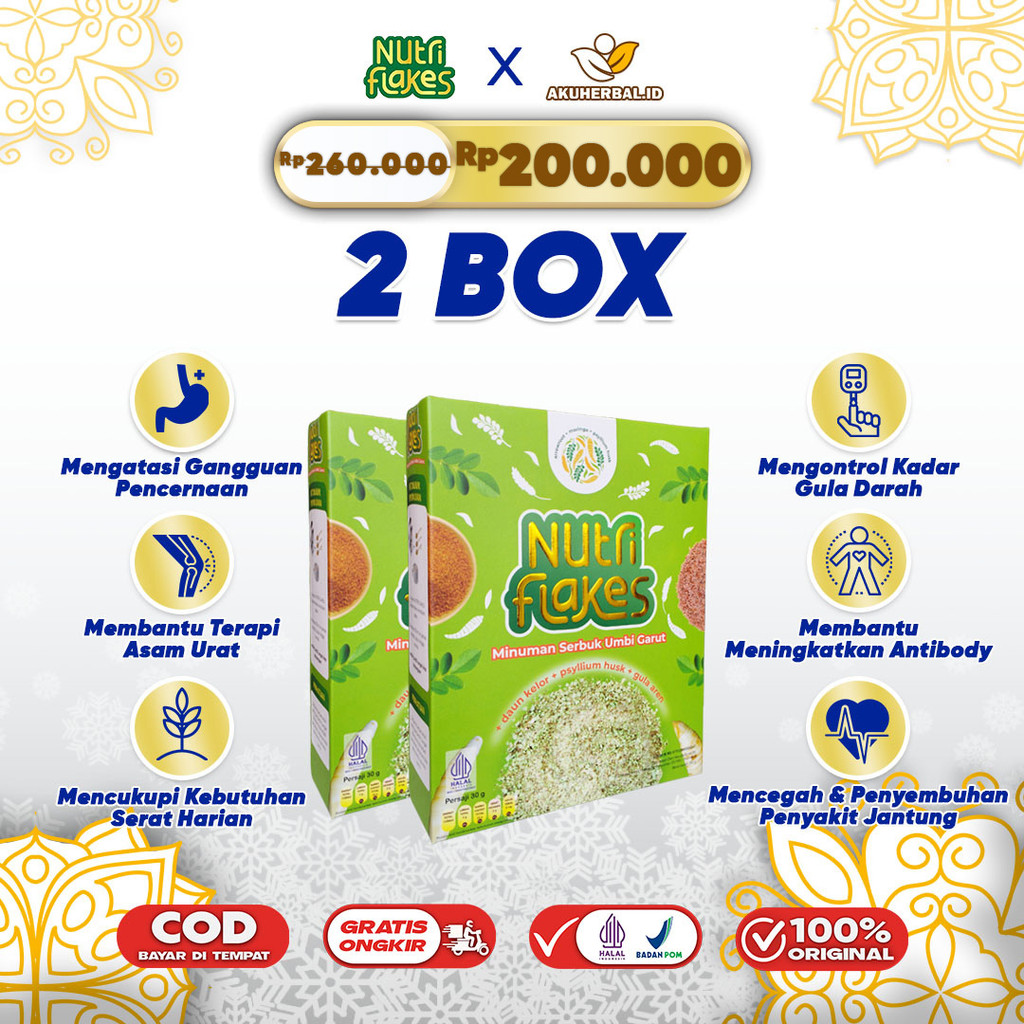 

Paket 2 Box Nutriflakes - Sereal Umbi Garut Atasi Masalah Pencernaan Asam Lambung Gerd Maag Kronis