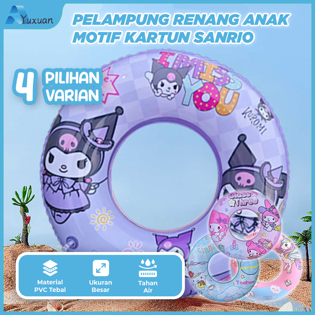 Yuxuan - Pelampung Renang Karakter Kuromi Melody Cinnamoroll Unicorn - Ban Renang Bulat Karakter Ter