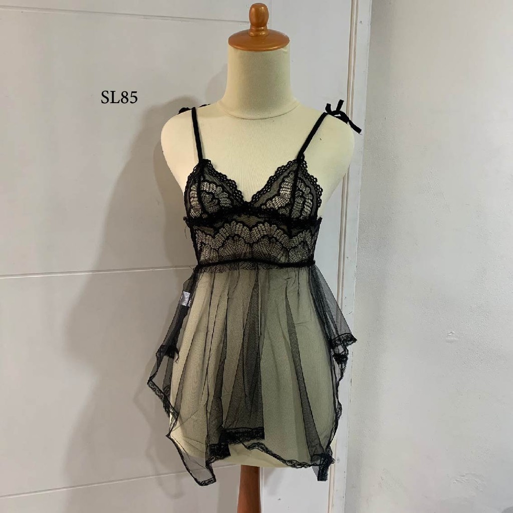 Piyama Tidur Lingerie Wanita Model Dress Lace Brokat Modern Sl85