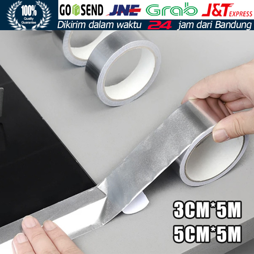 5M Lakban Aluminium Foil Tape / Metalizing Tape / Lakban Tahan Panas High Temperature Resistance Alu