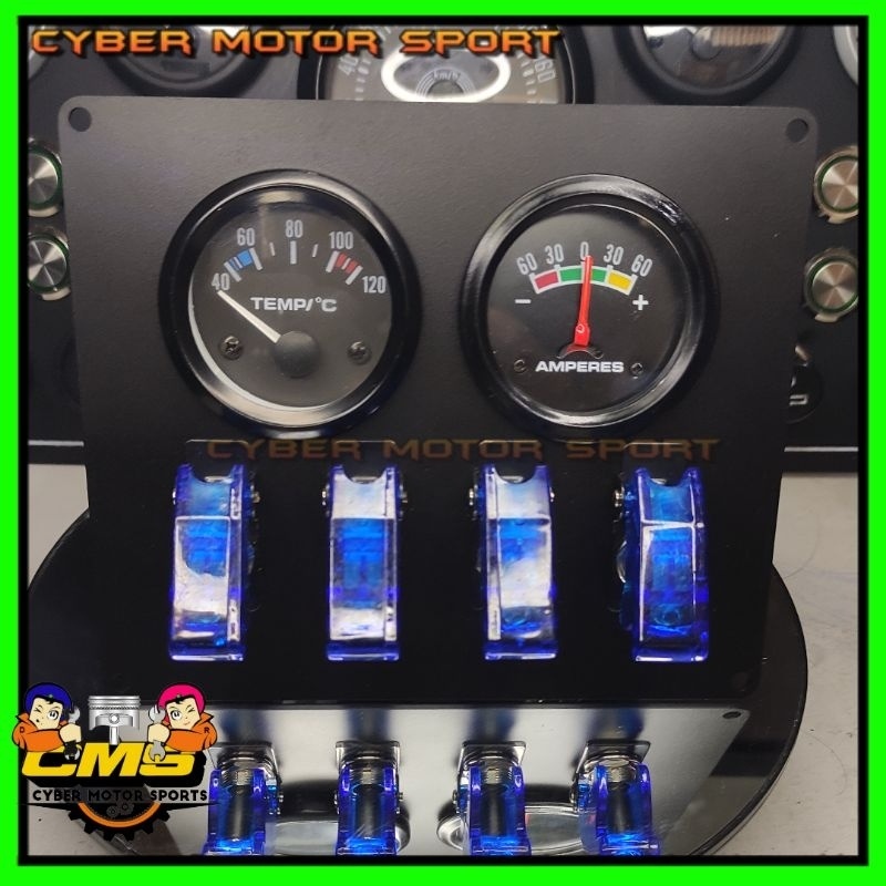 Indikator mobil Temperature plus fuel. amper meter universal saklar ARB rocker analog gauge dashboar