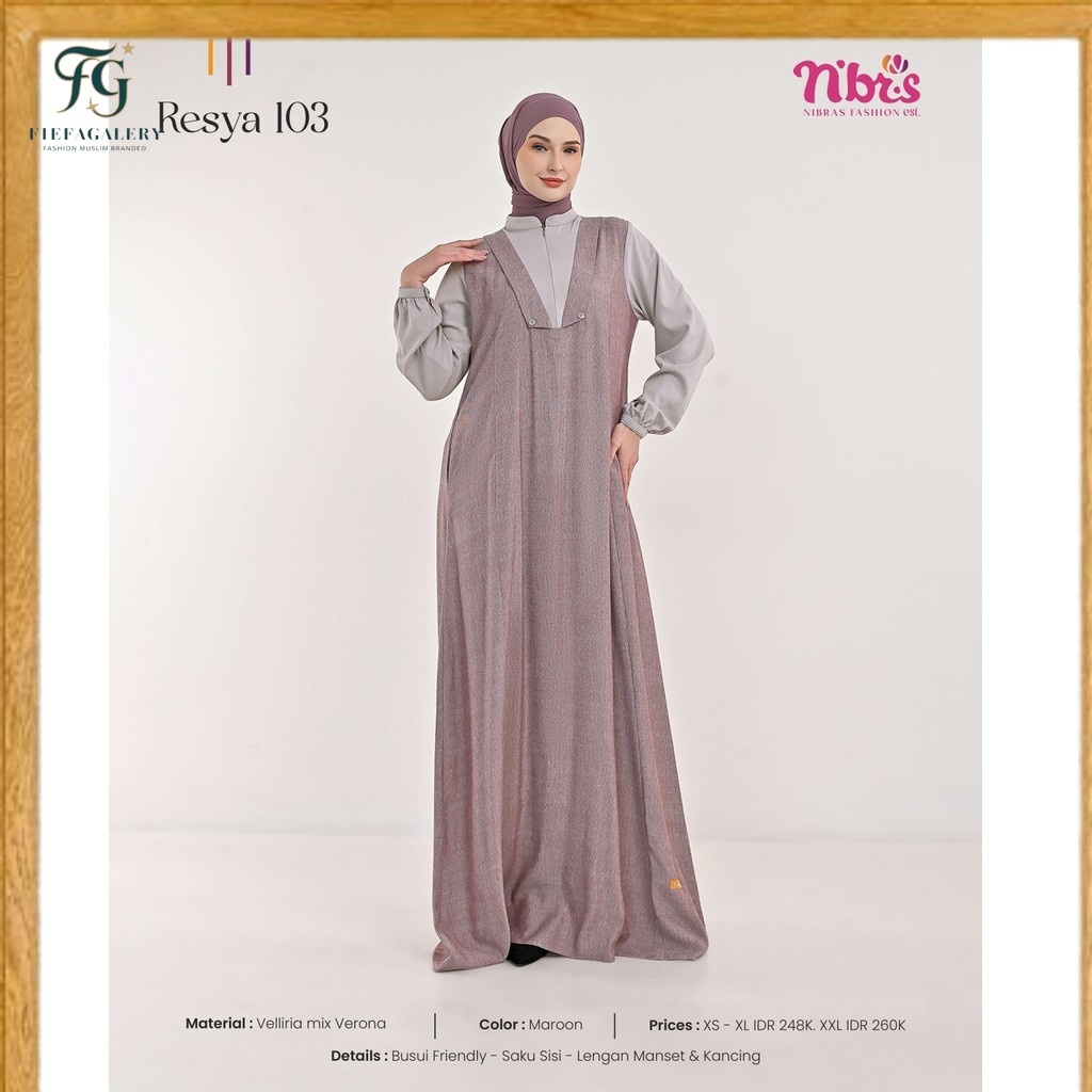 (Fg)NIBRAS Koleksi Terbaru/ Pakaian Muslimah Wanita Series Resya 103 by Nibras /Gamis Premium Peremp