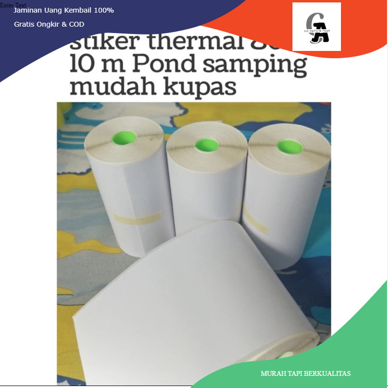 

Label kertas Sticker Continuous 80 mm x 10 meter pond samping mudah kupas- Label Kertas Thermal Stiker / Label 80mm x 50mm - 100x100 - 80x100 - 76x100 - 78x100