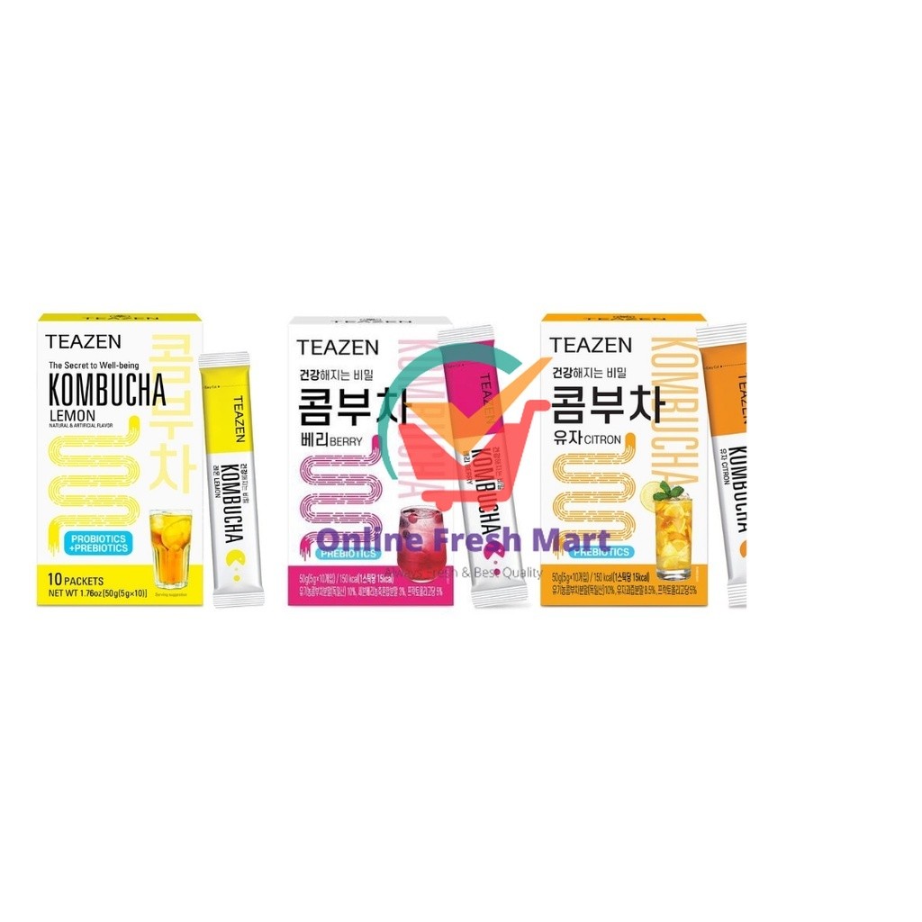 

Teazen Kombucha Tea Teh Diet Detox Korea Citron Berry Lemon BOX isi 10 Sachet - Online Fresh Mart Denpasar