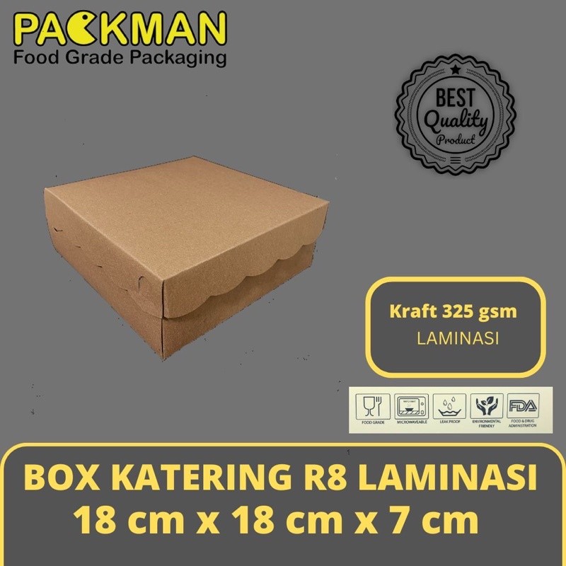 

BOX KATERING KRAFT R8 LAMINASI / DUS NASI 18x18 / KOTAK MAKANANAN CAKE - LAMINASI PE VICTORY JPN
