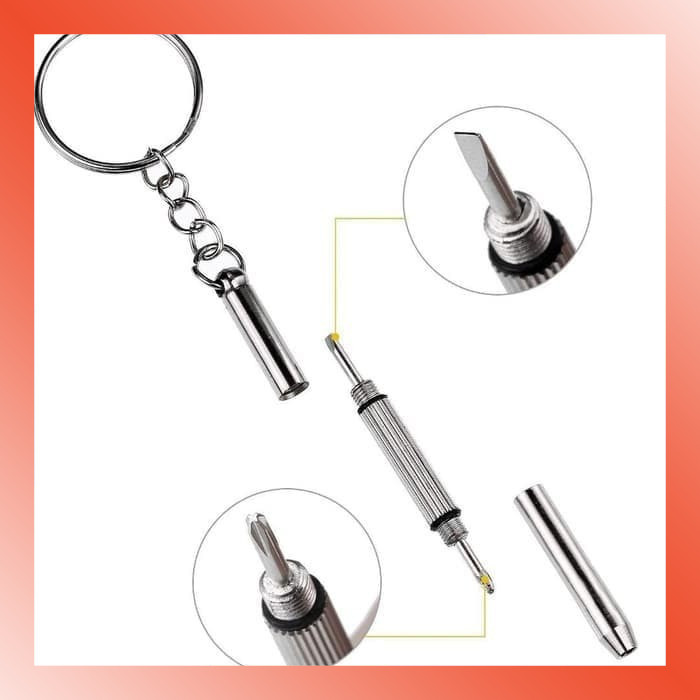 LAMMORO > AL20 Gantungan Kunci Obeng Mini 3 in 1 Plus Minus Kecil Kaca Mata Kamera 05M6