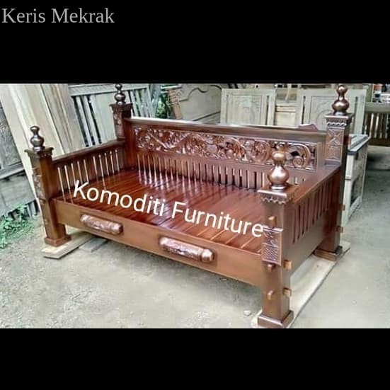 Kursi bangku panjang jati Daybed bale bale hias resban ukir 200x100cm termurah