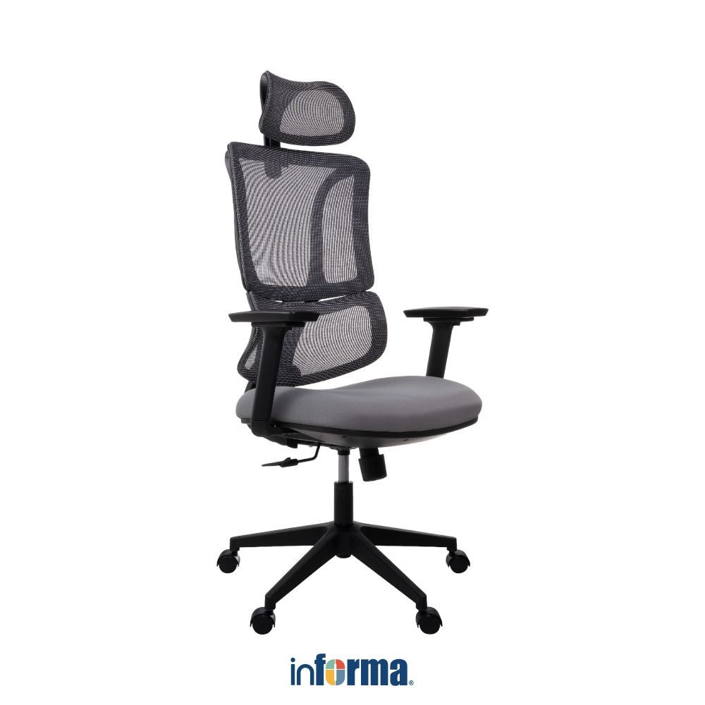 Informa Heywood Kursi Kantor Sandaran Tinggi - Abu-Abu Tempat Duduk Kerja Dengan Roda Office Chair K