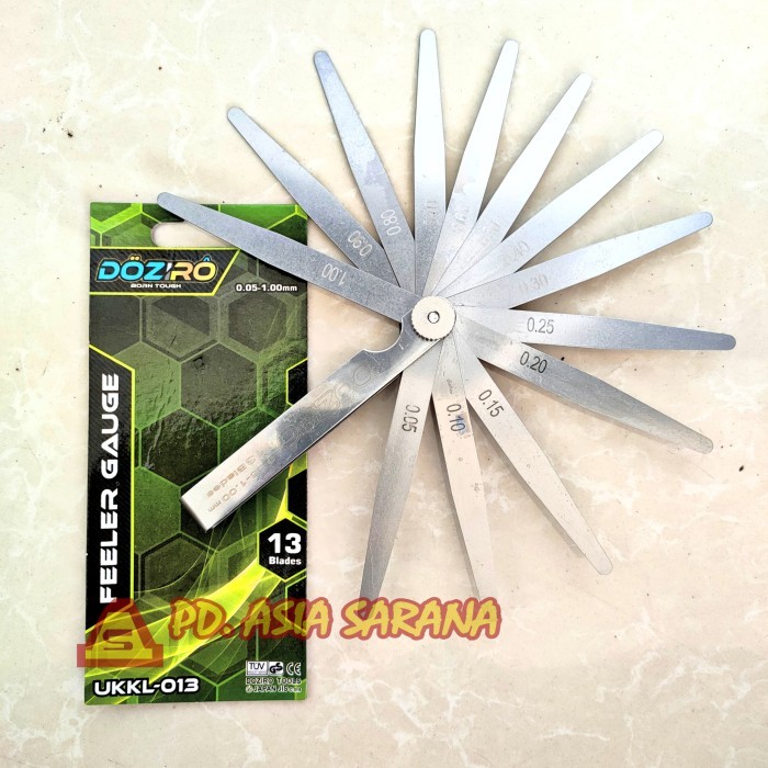 Feeler Gauge 13pcs 0.05-1mm Doziro / Ukuran Puller Stel Fuller Klep