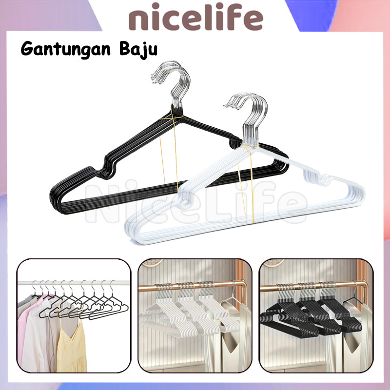 Hanger Baju Stainless Steel 10pcs / Hanger Stainless Steel / Hanger Baju