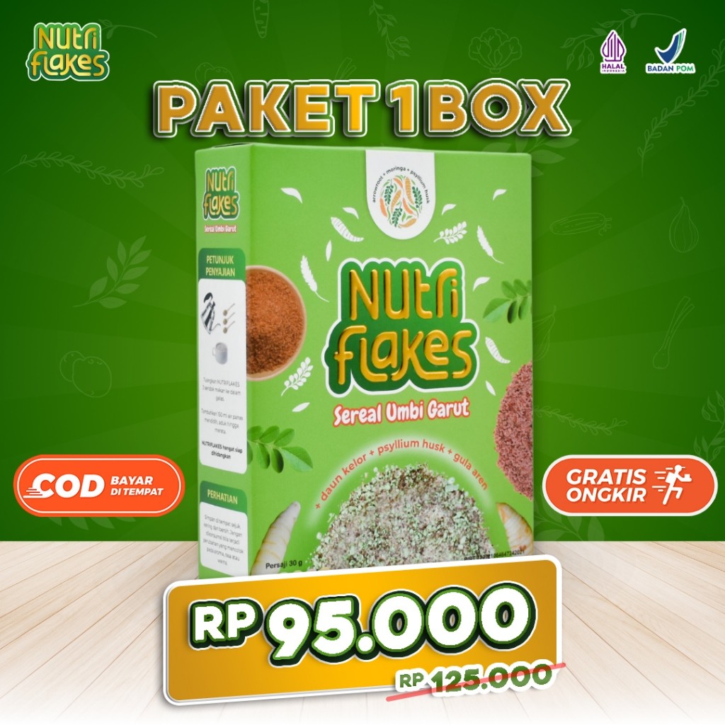 

CEREAL NUTRIFLAKES - Sereal Umbi Garut Solusi Atasi Asam Lambung Maag Gerd Isi 280gr