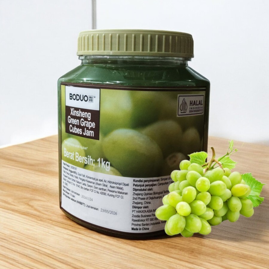 

Xinsheng Premium Boduo Green Grape Flavored Jam - Selai Rasa Anggur Hijau 1kg