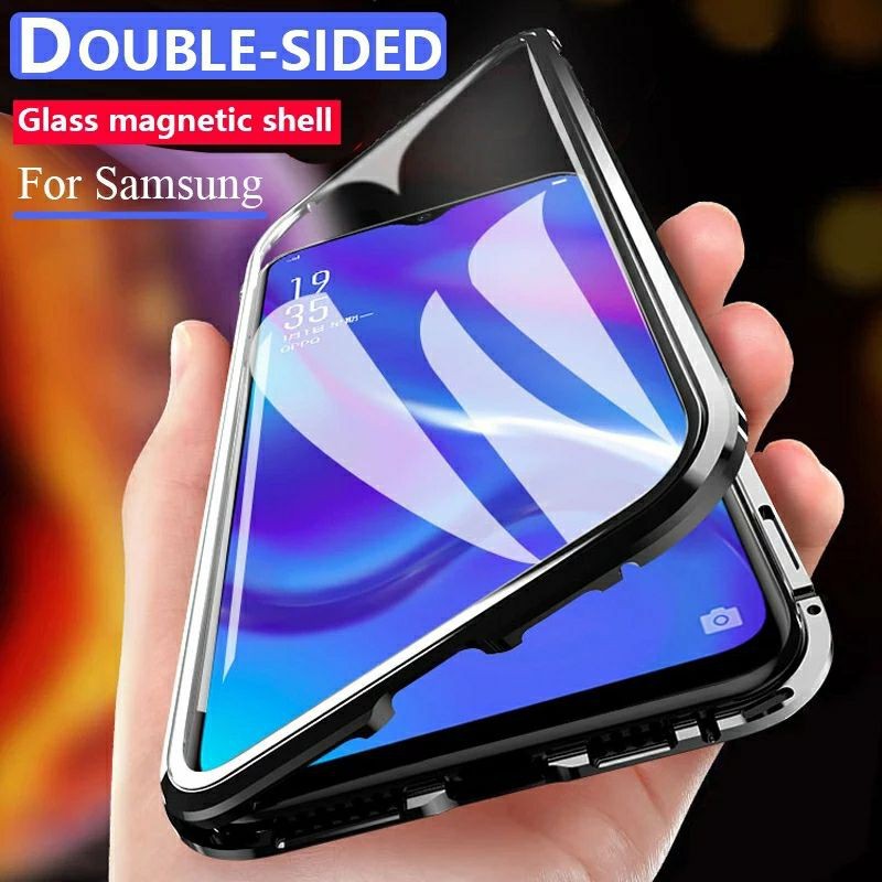 Magnetic Double Glass Case Samsung Galaxy Note 9 Note9 SamsungNote9 Hardcase Full Cover Casing HP