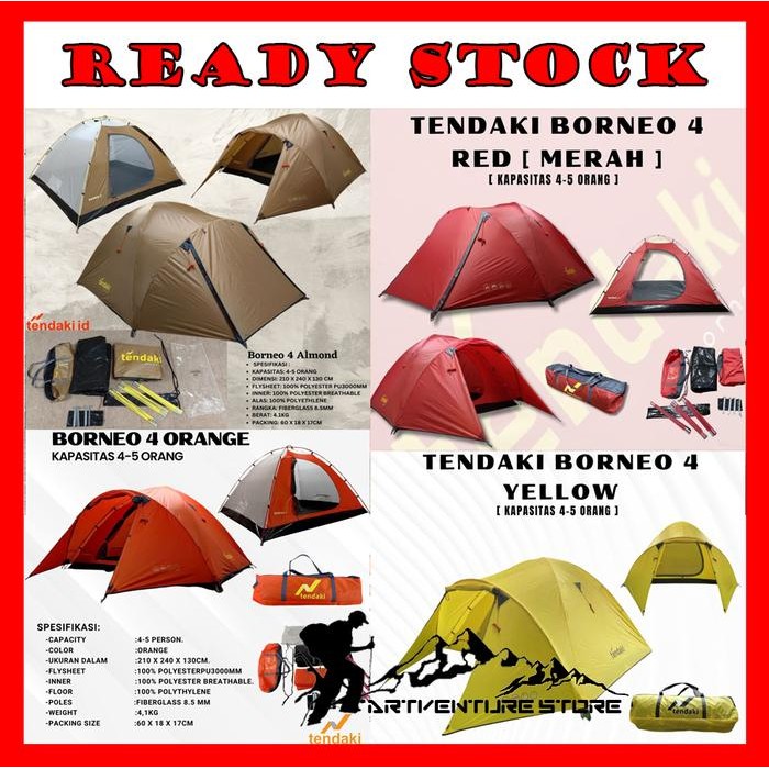 Tenda Mountain Inn Sport BORNEO 4 - Merah Terlaris
