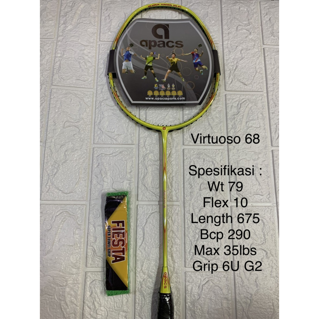 Raket Badminton APACS VIRTUOSO 68 GRIP 6U G2 bisa 35lbs ORIGINAL