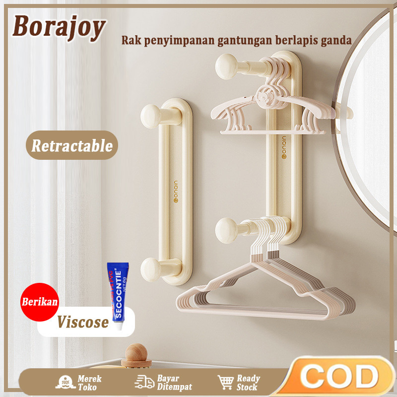 

KOKOMI Rak Organizer Hanger Gantungan Baju Laundry Bisa Ditarik Rak Gantung Tempel Dinding