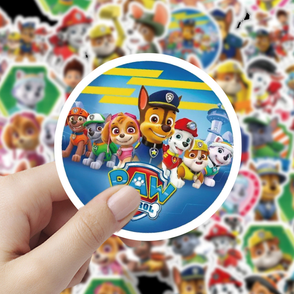 

60Pcs Paw Patrol Kids Classic Toy Stickers Cartoon Computer Water Cup Guitar Luggage Without Leaving Glue DIY Waterproof Sticker
