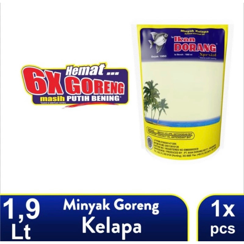 

New IKAN DORANG Minyak Goreng Kelapa Refined Coconut Cooking Oil 1.9 LiterPremium