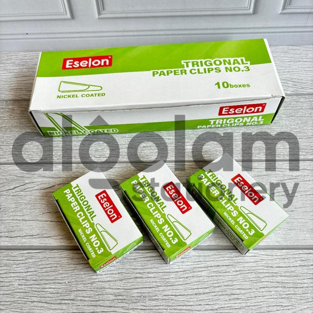 

SATU PACK ( 10 BOX KECIL ) Trigonal Clip Penjepit Kertas No. 03 lengkap